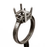 Jewelry model emerald cut 3 stone ring